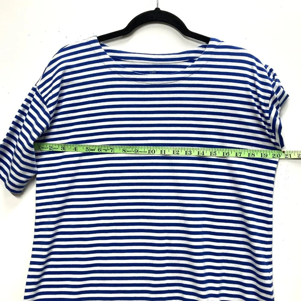 J Jill Striped T-Shirt, Size Small, Luxe Supima Elbow Short Sleeve, Blue & White - Picture 4 of 8